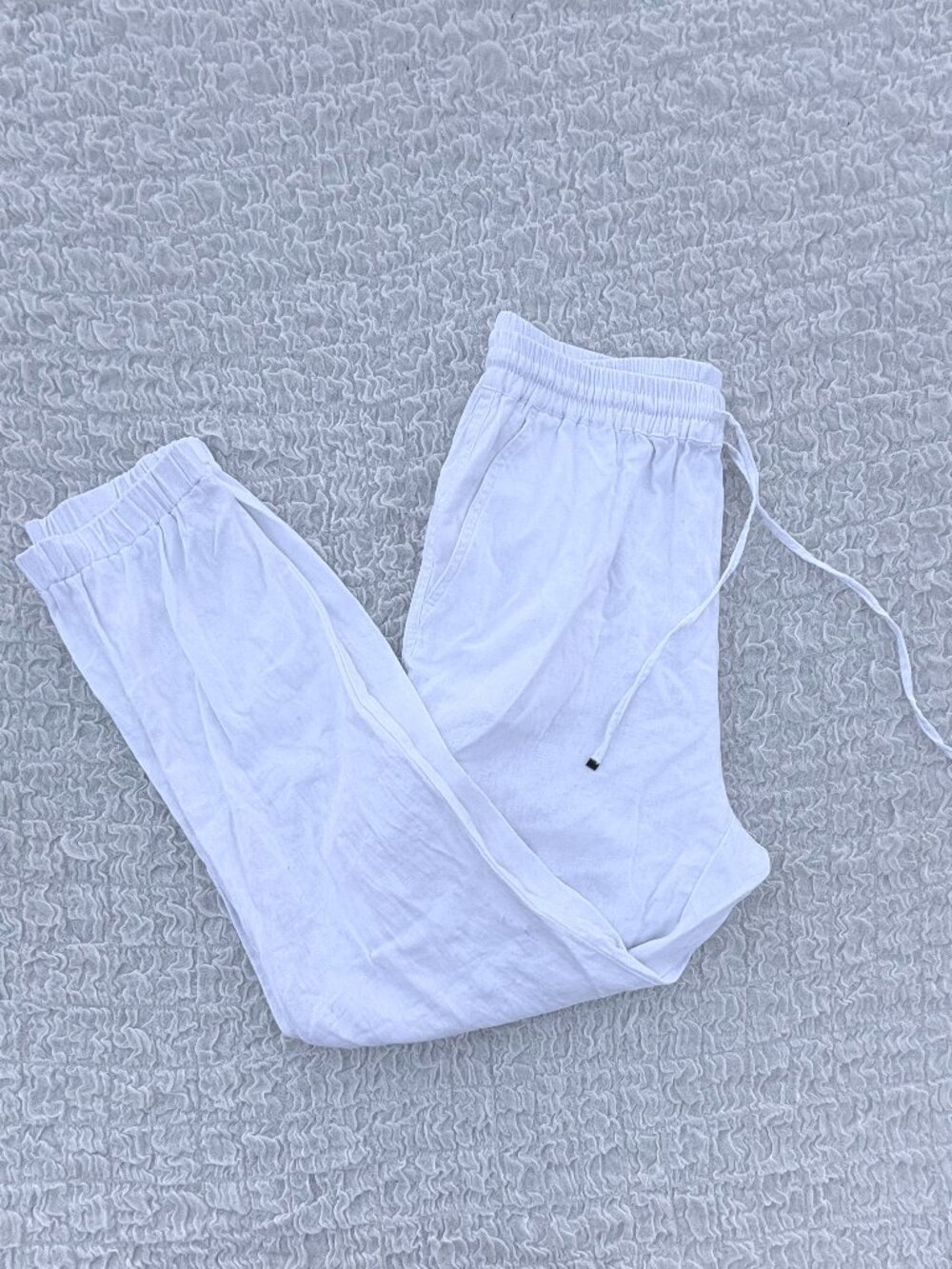 White Linen Cargo Pants
